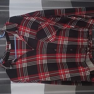 Red and black top with tie